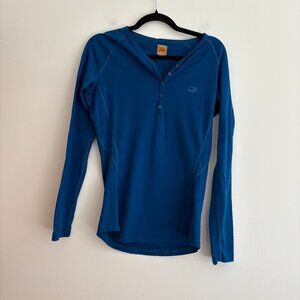 Icebreaker 100% Merino Wool Base Layer Bodyfit 200 Blue Long Sleeve Skiing Snow